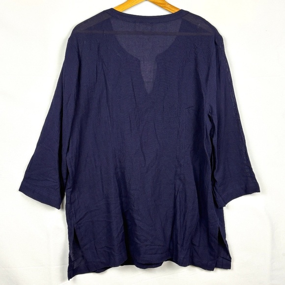 Liz Claiborne Women's Cotton Embroidered Knit Tunic Top Sz XL Sheer Breathable - Picture 3 of 10